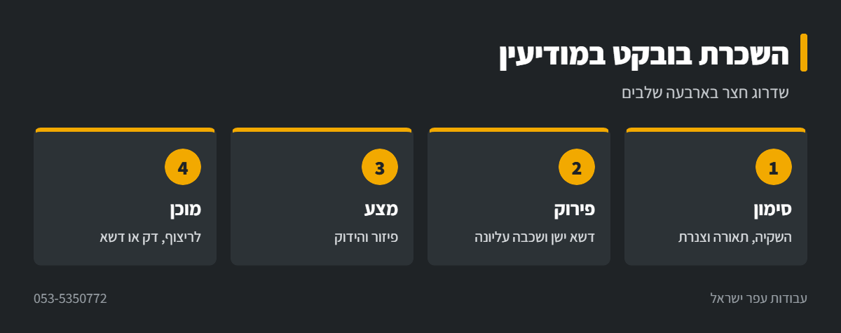 אינפוגרפיקה: שדרוג חצר עם בובקט במודיעין