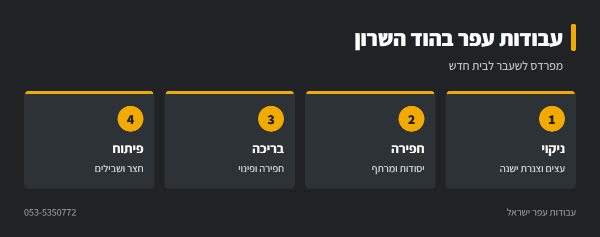 אינפוגרפיקה: עבודות עפר במגרש בהוד השרון