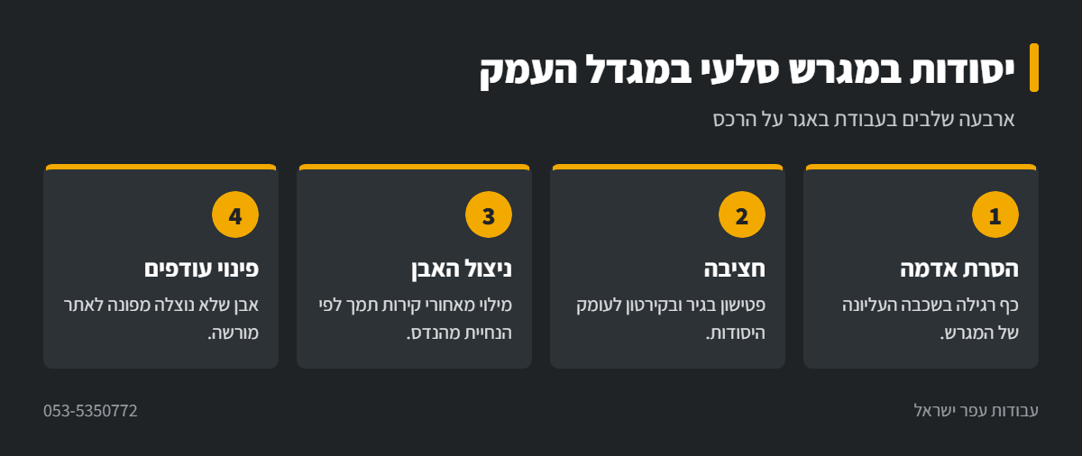 אינפוגרפיקה: חפירת יסודות במגרש סלעי במגדל העמק