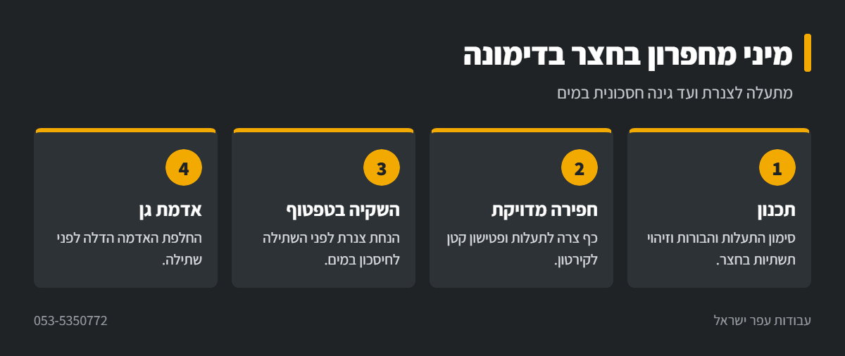 אינפוגרפיקה: עבודה עם מיני מחפרון בחצר בדימונה