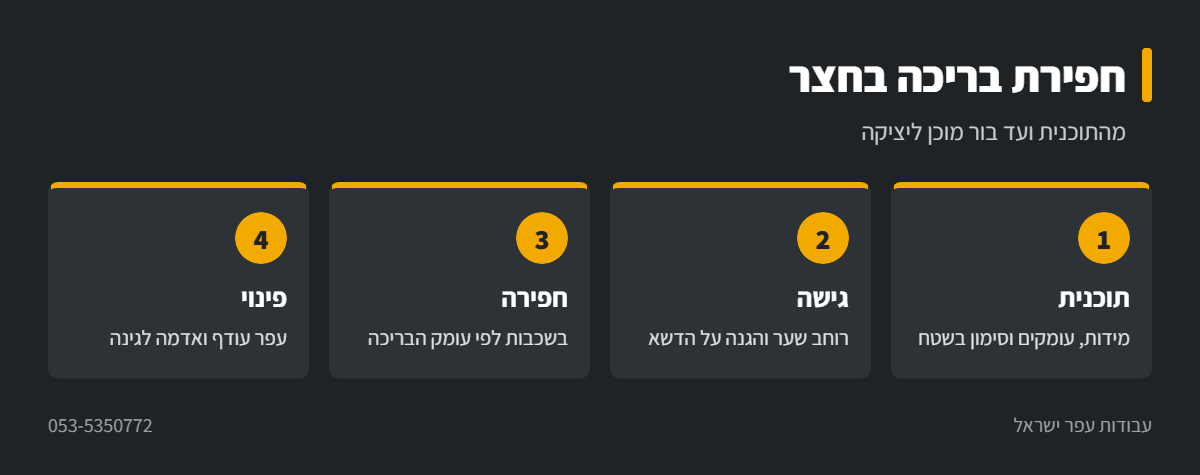 אינפוגרפיקה: שלבי חפירת בריכה בחצר בית פרטי